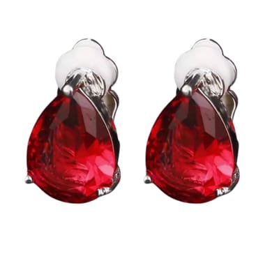 Clip oorbellen -rood -zilverkleur- geen gaatje- Charme Bijoux