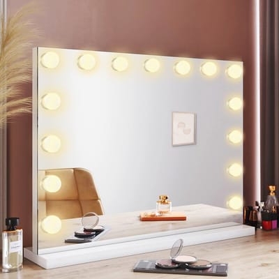 Make-upspiegel met LED verlichting en touch-bediening - Dimbare Hollywood spiegel 58 x 45,5 cm