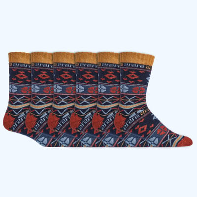 Hygge Sokken | Wollen sokken | Dames & Heren | Diverse maten | Blauw | 6 paar