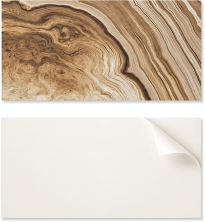 Bedrukt vinyl wandpaneel voor de eetkamer, 100x50 cm, met natuurlijke houtpatronen.