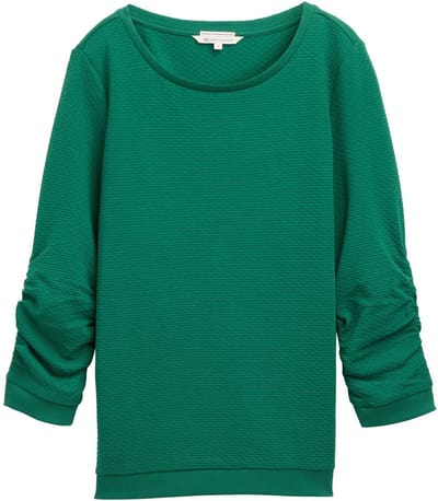 Tom Tailor Denim - Sweatshirt met plooien - Maat XS - Luscious Pine Green
