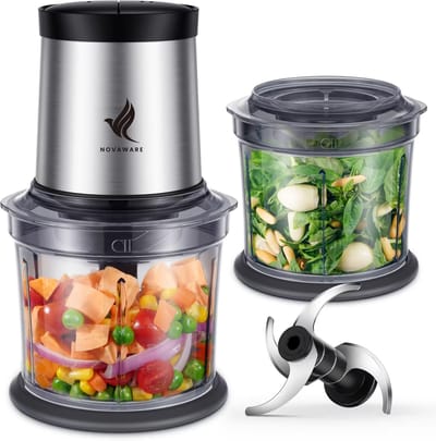 NovaWare Hakmolen Elektrisch – Food Chopper – Hakmolen Electrisch – Groentesnijder - Foodprocessor – 4 Messen - 300W – 900ml