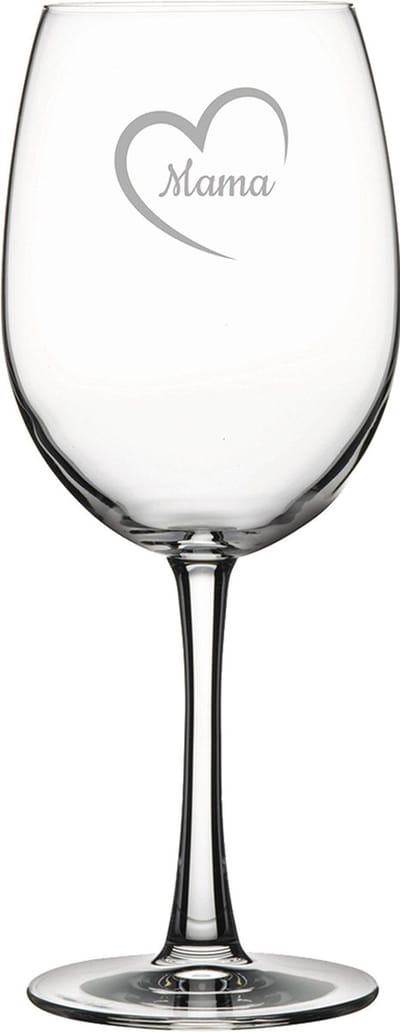 Gegraveerde Rode wijnglas 58cl Mama met hartje