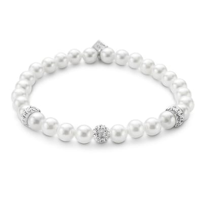 Twice As Nice Armband in zilver, parels en kristallen Adjustable