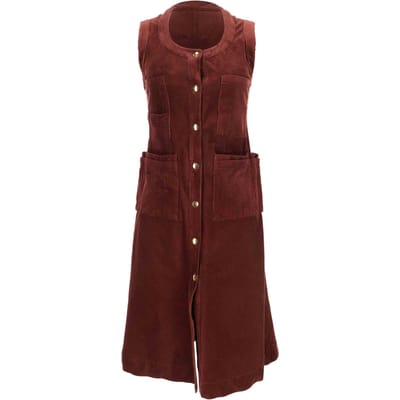 Acne Studios mouwloze midi-jurk met knoopsluiting in bordeauxrood corduroy