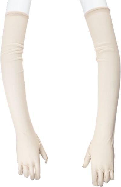 BamBella® - Handschoenen Panty stof - One size - beige - mesh onesize - Sexy Lange Elastische handschoen