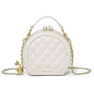 Sac bandoulière en cuir véritable Automne Hiver Sac à main à une épaule Design de niche Sac à chaîne haut de gamme white
