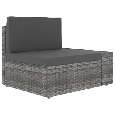 vidaXL - Driezitsbank - sectioneel - poly - rattan - grijs