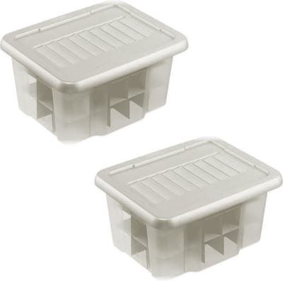Sunware Kerstballen opbergbox - 2x - zilver - 45 kerstballen - 24 liter - kunststof - opbergen - opruimen
