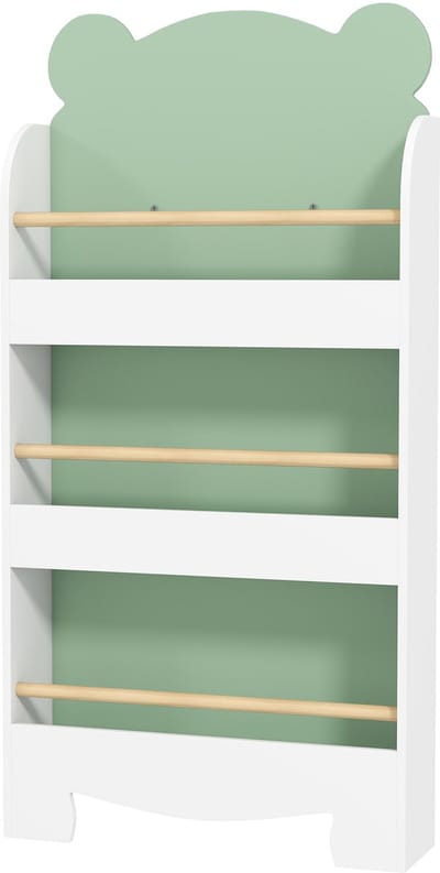 Boekenrek kind met 3 planken uit hout - Kinderboekenkast - 55x15x110cm - Groen