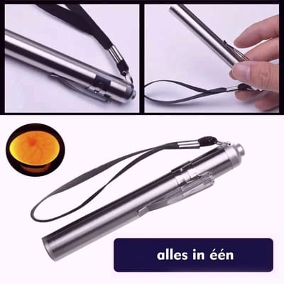 UniEgg® Krachtige RVS Schouwlamp - roestvrijstaal - incl. AAA batterij - geschikt voor alle soorten kleine en grote eieren - kippen, kwartels, reptielen, duiven, eenden enz.