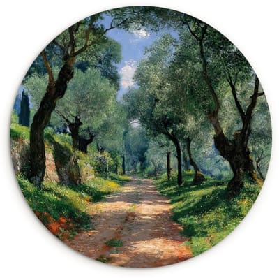 WallCircle® Wandcirkel 120x120 cm - Muurcirkel Pad - Bomen - Schaduw - Muurdecoratie woonkamer - Wanddecoratie slaapkamer - Kamer decoratie accessoires - Ronde schilderijen XXL