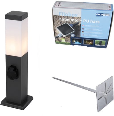 QAZQA malios - Moderne Staande Buitenlamp | Staande Lamp voor buiten - 1 lichts - H 45 cm - Donkergrijs - Buitenverlichting