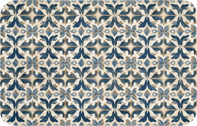 WC mat 80x50 cm - Antislip - Tegel - Patroon - Blauw - Beige - Toiletmat - Vloermat - Douchemat - Toilet tapijt - Toiletmatten
