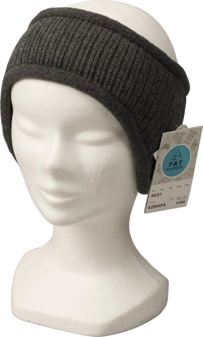 P&T Hoofdband - Fleece/Gebreid - Donker Grijs - 55-57