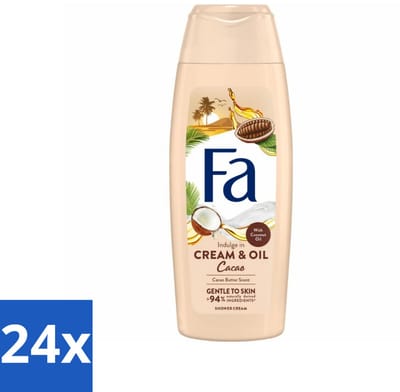 24 x Fa - Cream & Oil Cacao - Douchecrème - Cacaoboter Met Kokosolie - 250 ml - Douchecrème - Cacaoboter - Kokosolie - Hydraterende - Verzorging