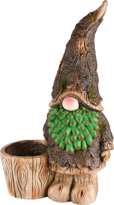 Dekoratief | Gnoom m/bloempot, bruin/groen, magnesium, 16x28x47cm | A230578