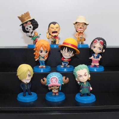 9 Stuks/Set Anime One Piece Figuur Luffy Roronoa Zoro Q Versie Actie Figuur Kawaii Poppetje PVC Figuur Speelgoed Kind Verjaardag Kerstcadeau gray
