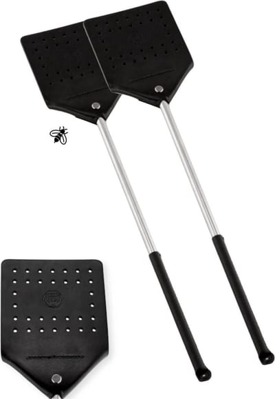 Brute Strength - Leren vliegenmepper - Zwart - 2 stuks - Vliegenvanger - Vliegenmeppers - Leer