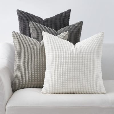 Famanu – Corduroy ribfluweel kussenhoezen set van 4 (45x45 cm) – kleurverloop donkergrijs – superzacht geribbeld ribfluweel – woonkamer/slaapkamer
