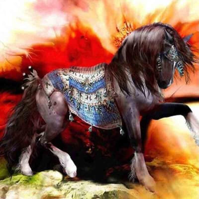 Volledige ronde boor 5D DIY diamant schilderij kruissteek paard in de wolken diamant borduurwerk 20X30CM red