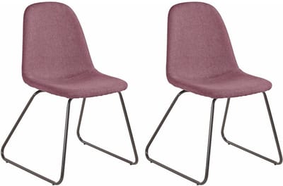 Colby-Eetkamerstoel - Roze Stof - Set van 2