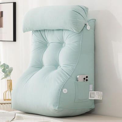 Leeskussen met steun - Rugsteun kussen - Ontspannen in bed - Verstelbare nekkussen - 45x55x30cm - Lichtgroen
