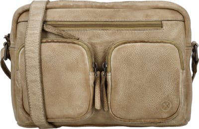 Hide & Stitches Paint Rock Crossbody Schoudertas met Handige Ritsvakken - Leren Dames Tas - Zand
