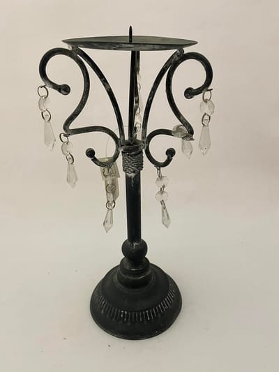 J-line kandelaar + hangers glas smeedijzer grijs 15x15x34cm