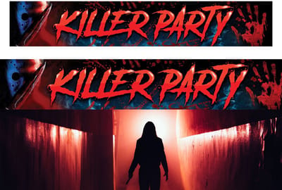 Fiestas Guirca - Spandoek killer party - 290 x 50 cm - Halloween - Halloween Decoratie - Halloween Versiering