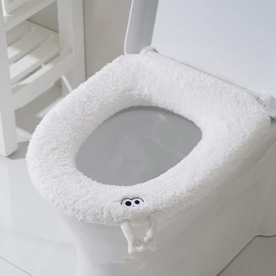 Toiletstoelhoes - Zitkussen warmer - Winter comfort - Met handvat - Universele maat - Wit