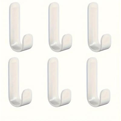 Lot de 6 Crochets en J Adhésifs Puissants - Pas de Perçage Nécessaire, Crochets en Plastique Antirouille pour Mur et Porte, Idéal pour le Rangement de la Cuisine, Cintres Pratiques 6 sticky hooks without punching blanc