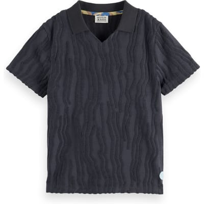 Scotch & Soda Boy Towelling Jacquard Polo Washed Black Taglia: 8 | T-shirt Outlet | kids | Nero