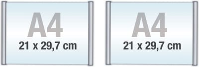2 pack A4/Bewegwijzeringsborden met Klikprofiel /formaat 21x29,7 cm/wegwijs bordjes/aluminium deurbordjes/naambordje kantoor/route bordje/aanwijs bordje/zelfklevend/verwijs bord/ informatie bord.
