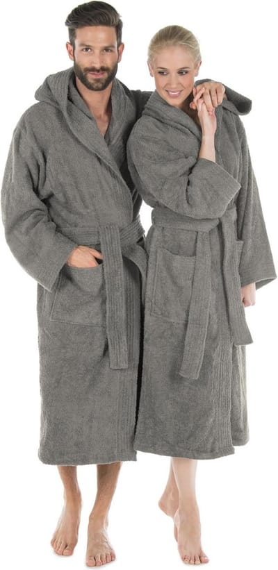 Katoenen Donkergrijze Badjas met Capuchon en Zakken - Comfortabel & Warm