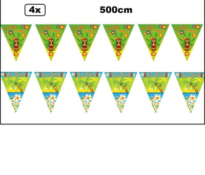 4x Vlaggenlijn Hawai Aloha party en Sunny party 500cm - Tropical feest Hawaii zomer beach fun festival evenement