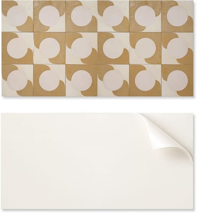 Zelfklevend vinylpaneel, perfect voor moderne interieurs, 100x50 cm, geometrische cirkels en bogen.