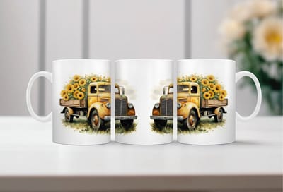 Auqarel koffiemok Retro Truck 3