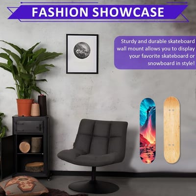 Skateboard Wall Mount - Skateboard Display - Skateboard Rack 2 Pieces - Snowboard Wall Mount met Schroeven voor Skateboard Deck Display en Opslag (Zwart)