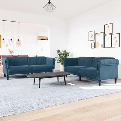 vidaXL - 2-delige - Loungeset - fluweel - blauw