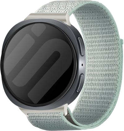 Strap-it Nylon bandje met klittenbandsluiting geschikt voor Samsung Galaxy Watch 9 (40/44mm) / Watch 8 (40/44mm) / 8 Classic (46mm) - licht cyaan