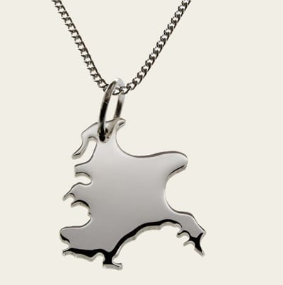 Zilveren Landkaart Rügen ketting hanger