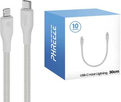 Multipack geschikt voor Lightning kabels - Kort - 10 pack - Ideaal voor grootverbruikers