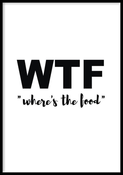 Poster WTF – 30x40cm – keuken poster - 210g Fotopapier
