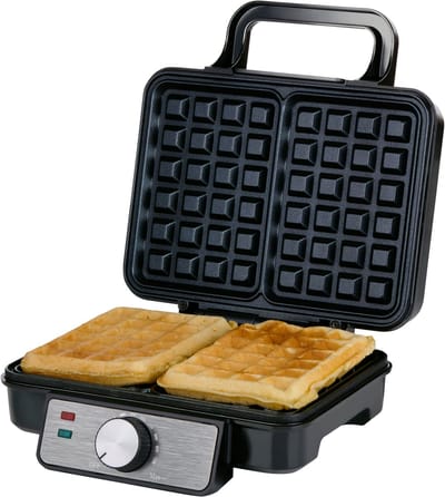 Alpina Wafelijzer 1200W - Wafelijzer voor 2 Wafels met Instelbare Temperatuur - Wafelmaker met Antiaanbaklaag en Indicatielampjes - Wafel Machine voor Thuisgebruik
