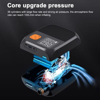 Draagbare Paddle Board Pomp 25PSI Hoge Druk Elektrische Luchtcompressor Pomp Powerbank met 6 Mondstukken en LED Lamp voor