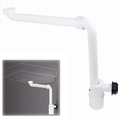 Ruimtebesparende sifon 1 1/4 inch met geurafsluiter voor wastafel, verstelbare afvoer, platte sifon en drainbuis voor badkamergebruik