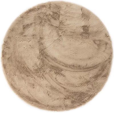 Rond hoogpolig vloerkleed - Comfy plus taupe 160