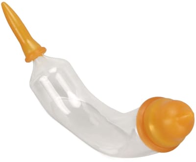 Dailygoods- Zuigfles 10ml - Banaanvormig Design - Verstelbaar Boogontwerp - Melkvoeder voor Huisdieren - Borstel - Kwantitatieve Melkvoeding - Fles