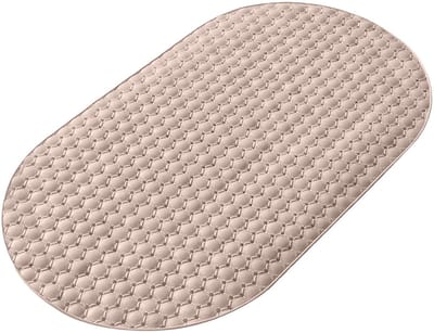 Antislip zuignap douchemat, ovale badkamermat, Geschikt voor badkuip en douchewand, anti-val massage voetmat - bruin